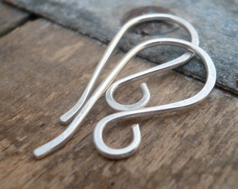 HEAVY 18 Gauge Solitaire Sterling Silver Earwires - Handmade. Hand forged