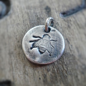 Bee Charmer Pendant - Handmade. Oxidized Fine recycled silver