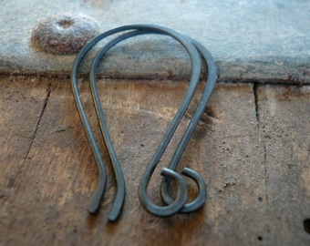 Sway Sterling Silver Earwires - Handmade. Handforged. Heavily Oxidized. Made to Order