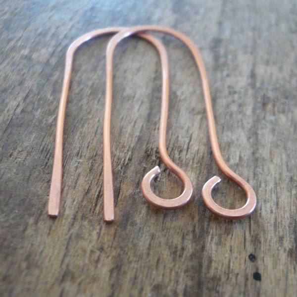 Minimalist Copper Earwires - Handmade. Handforged