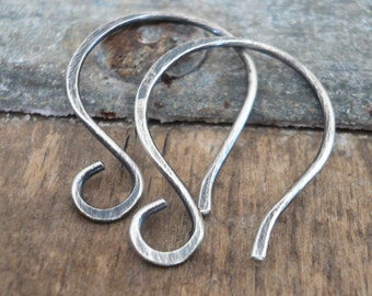 Large Twinkle Sterling Silver Earwires - Handmade. Handforged. Oxidized and polished