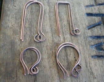 8 Pair Variety Pack Antiqued Copper Earwires - Handmade. Handforged