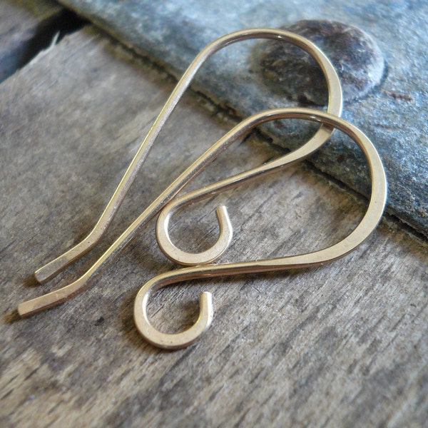 Solitaire 14kt Goldfill Earwires - Handmade. Handforged