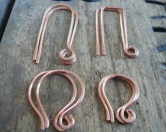 8 Pair Variety Pack Copper Earwires - Handmade. Handforged