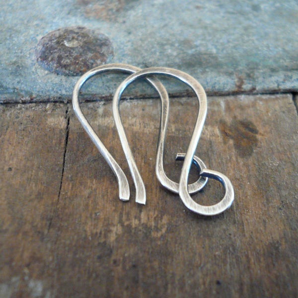 Wisp Earwires - Handmade. Handforged. Oxidized & polished Sterling Silver