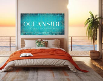 Letrero de lienzo personalizado con la ciudad y el estado: decoración para fondo fotográfico de Airbnb