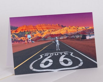 Alien greeting card, Route 66, Fred the Alien, Route 66