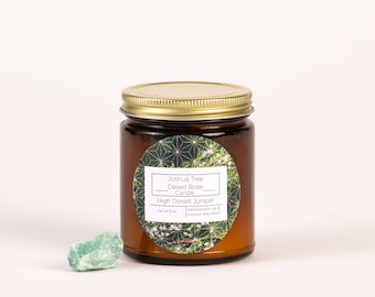 High Desert Juniper Kerze von Joshua Tree Desert Rose mit grünem Aventurin und Kokos- & Sojawachs