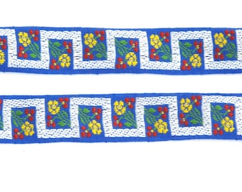 3 YDS Greek Key Ribbon, Cotton Ribbon Sewing Trim, Vintage Jacquard Tyrolean Ribbon, Dog Collar Ribbon, Sewing Supplies