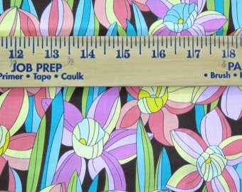 5/8 YD Topsy Turvy Cotton Fabric by Donna Miller For Fabric Traditions, Rainbow Daffodil Sewing Fabric, Quilting, Fabric Yardage