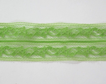 3 YDS Lime Fold-Over Lace Trim, Vintage Flat Lace, Sewing Supplies, Lingerie Lace, Notions, 1-1/2" wide