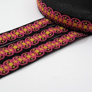 3 YDS Jacquard Ribbon, Vintage Sewing Trim, Embroidered Fabric Ribbon, Craft Ribbon, Woven Ribbon, Sewing Notions, 3/4 wide image 1
