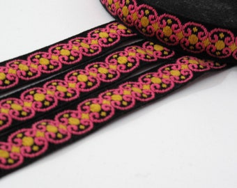 3 YDS Jacquard Ribbon, Vintage Sewing Trim, Embroidered Fabric Ribbon, Craft Ribbon, Woven Ribbon, Sewing Notions, 3/4" wide