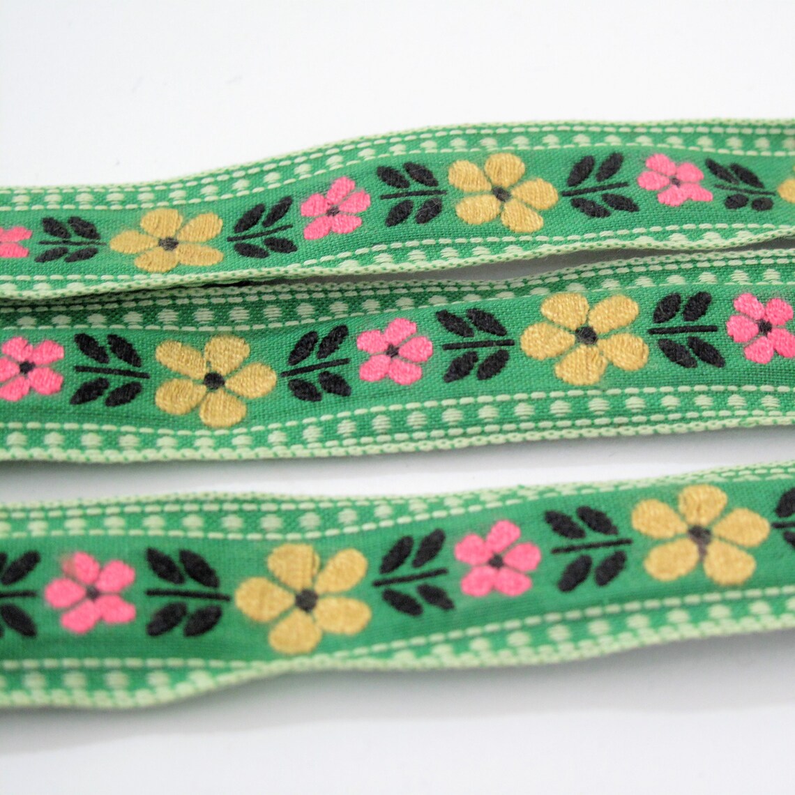3 YDS Jacquard Ribbon Vintage Sewing Trim Tyrolean Floral Etsy