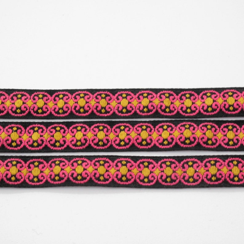 3 YDS Jacquard Ribbon, Vintage Sewing Trim, Embroidered Fabric Ribbon, Craft Ribbon, Woven Ribbon, Sewing Notions, 3/4 wide image 2