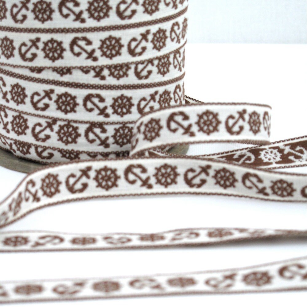 3 YDS Anchor Ribbon Jacquard Sewing Trim Nautical Sailing Etsy