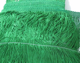 15" Green Chainette Fringe Trim, Dance Costumes, Flapper Trim, Tassel Trim Sewing Trim by the Yard, Boho Home Decor