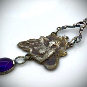 Beautiful Woman Giselle Art Nouveau Inspired Fine Silver With Purple Amethyst image 6