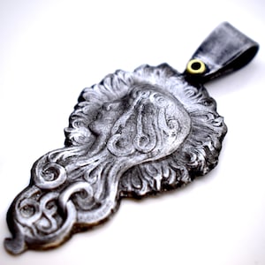 Haloed Female Art Nouveau Beauty Hand Crafted Aluminum Lightweight Pendant
