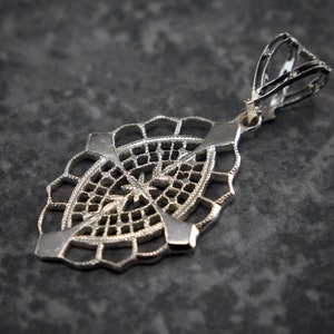 Leafy Geometric Star Art Nouveau Sterling Silver Pendant