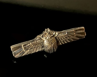 Hand Pressed Art Nouveau Egyptian Revival Inspired Silver Pin Or Brooch