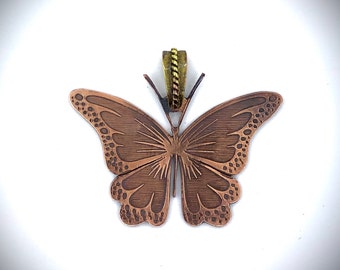 Hand Pressed Art Nouveau Inspired Solid Copper Butterfly