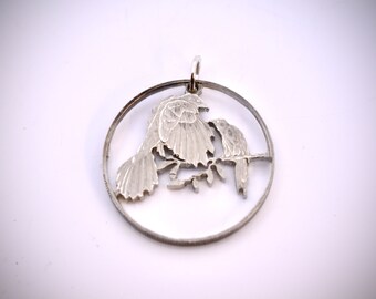 Beautiful Birds Cut Coin Pendant From Virgin Islands