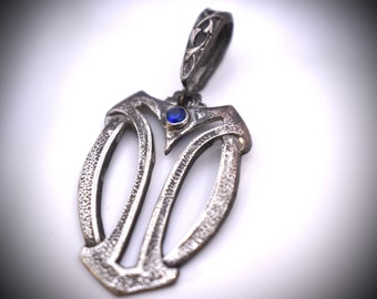 Arts & Crafts Silver Pendant With Sapphire Blue Spinel