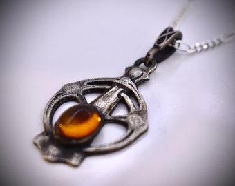 Arts & Crafts Amber And Silver Necklace