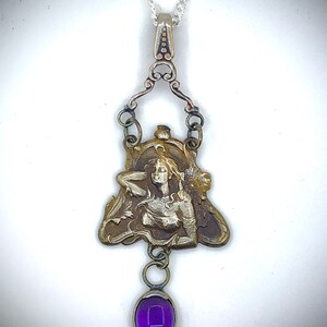 Beautiful Woman Giselle Art Nouveau Inspired Fine Silver With Purple Amethyst image 2