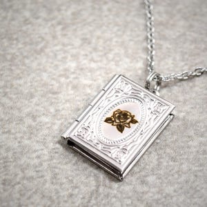 Simple Stainless Steel Rose Book Locket Locket