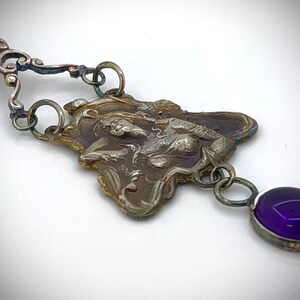 Beautiful Woman Giselle Art Nouveau Inspired Fine Silver With Purple Amethyst image 5