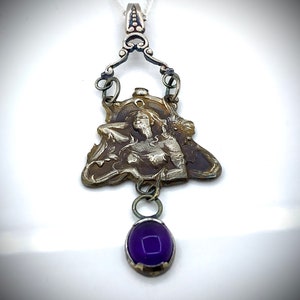 Beautiful Woman Giselle Art Nouveau Inspired Fine Silver With Purple Amethyst image 3