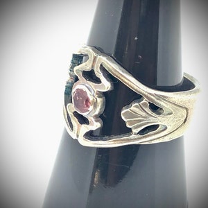 Delicate Art Jewelry Classic Sterling Silver Art Deco Ring With Pink Tourmaline