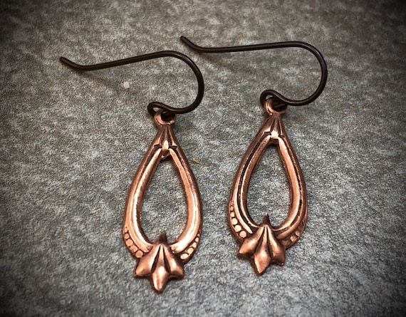 Hand Made Art Deco Inspired Copper Art Jewelry Earrings Etsy