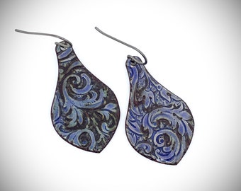 Hand Made Sprimgtime Inspired Hand Enameled Art Jewelry Copper Earrings