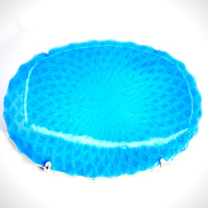 Hand Painted Vitreous Glass Enamel Blue Basse-Taille Brooch