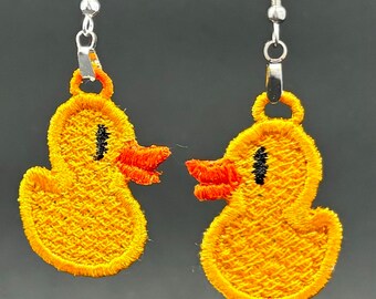 Yellow Duck Jeep  Lace Earrings Handmade Lace Earrings free standing lace great gift