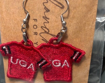 Order your custom jersey earrings with up to 3 letters to represent your favorite college or School Earrings Handmade Lace Earrings