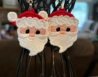 Santa Claus Christmas Holiday Handmade Lace Earrings free standing lace Santa