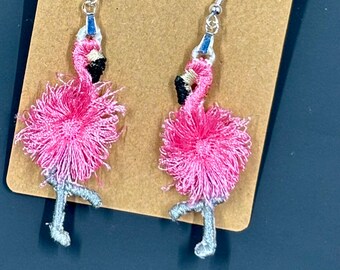 Flamingo Fringe Pink gift Lace Earrings Handmade Lace Earrings free standing lace Lightweight