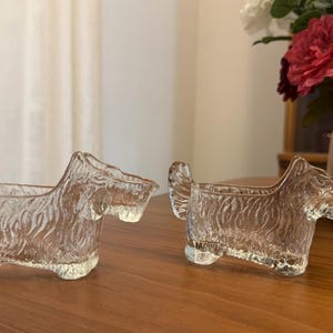 Vintage L.E. Smith Scottie Clear Depression Glass Creamer Dish- Set of 2