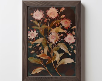 Donkere botanische bloemenprint: vintage wilde bloemenkunst (digitale download) 239