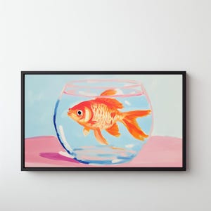 Gold Fish Print: Fishbowl Goldfish, Cute Girly Art, Pink Aesthetic, Preppy Print, Trendy Art, College Apartment, Dorm Room, Download 511