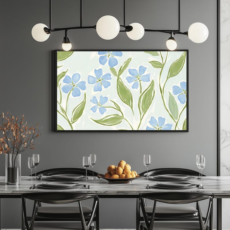 Floral Modern Southern Wall Art: Coastal Grandma Digital Download, Preppy Grandmillennial Art, Instant Southern Wall Decor Print, Download 525