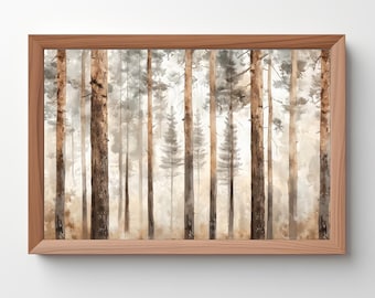 Rustic Pine Forest Print: Vintage Cabin Wall Art (Digital Download) 399