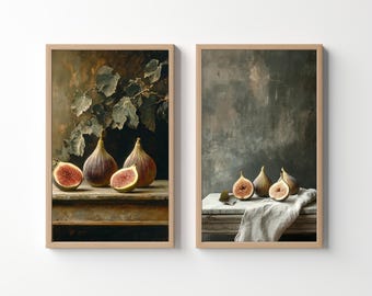 Fig Art Fruit Print Set: Moody Vintage Kitchen Still Life (Digital Download) 443