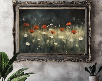 Vintage Dark Floral Art: Moody Botanical Flower, Dark Academia (Digital Download) 356