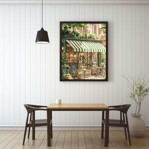 Vintage Coffee Shop: French Cafe Painting, Cafe Art Print, Cozy Coffee Shop, Spring Corner Shop, Coffee Poster, Printable, Download 529