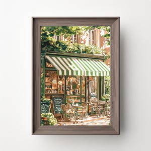 Vintage Coffee Shop: French Cafe Painting, Cafe Art Print, Cozy Coffee Shop, Spring Corner Shop, Coffee Poster, Printable, Download 529